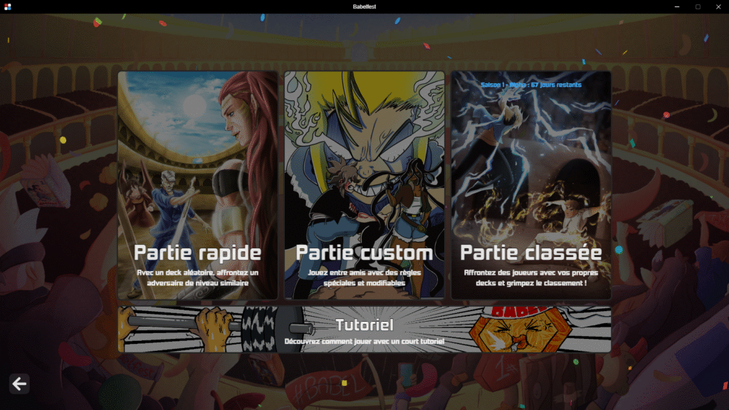 Ecran des modes de jeux